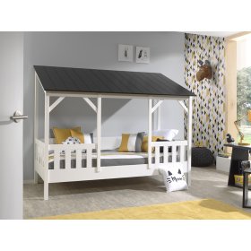 Cot in the shape of a house Charlotte - black, VIPACK FURNITURE