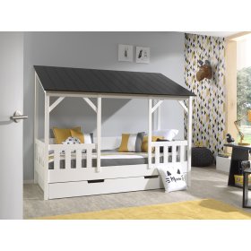 Cot in the shape of a house Charlotte - black