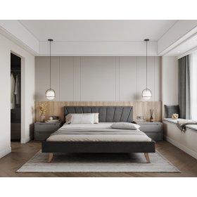 Upholstered bed HEAVEN 120 x 200 cm - Grey, FDM