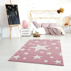 Children's Rug Stars - pink and white, LIVONE