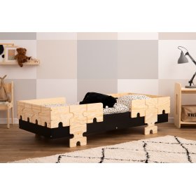 Universal bed Puzzle with barrier - black, SMARTWOOD