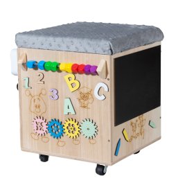 Wooden Montessori stool - natural / gray
