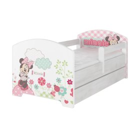 Children bed with barrier - Minnie Mouse - decor norwegian pine, BabyBoo, Minnie Mouse
