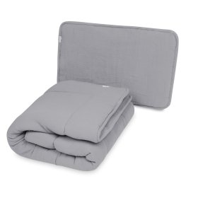 Muslin blanket and pillow with filling 100x135 + 40x60 - dark gray, Matex