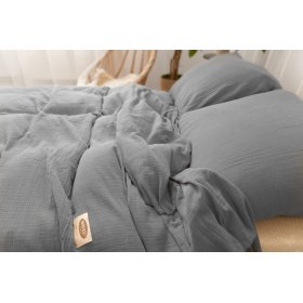 Muslin bedding 140x200 cm + 70x90 cm dark gray, Matex