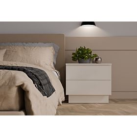 AMBER 2S Nightstand with 2 Drawers for Bedroom CASHMERE Beige