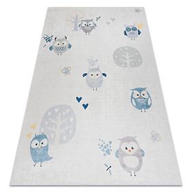 BAMBINO 1161 Washable Owl Rug for Kids Anti-Slip - Grey, F.H.Kabis