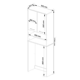 Bathroom Cabinet FIN Above Washing Machine - White-Cappuccino Gloss - 2 Doors