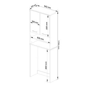 Bathroom Cabinet FIN Above Washing Machine - White-Cappuccino Gloss - 2 Doors