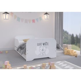 Baby bed MIKI 160 x 80 cm - White teddy bear