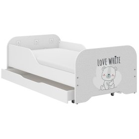 Baby bed MIKI 160 x 80 cm - White teddy bear, Wooden Toys