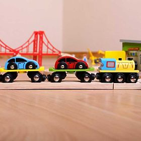 Bigjigs Rail Freight train with cars and tracks