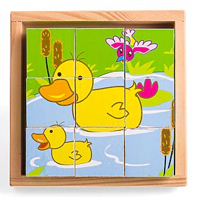 Bigjigs Toys Picture Blocks Cubes Animals 9 Blocks