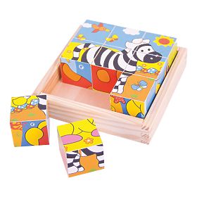 Bigjigs Toys Picture Blocks Cubes Safari 9 Blocks, Bigjigs Toys