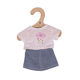 Bigjigs Toys White T-shirt with Denim Skirt for 28cm Doll