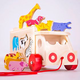Bigjigs Toys Wooden car with animals