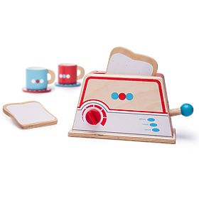 Bigjigs Toys Wooden Toaster with Polka Dots, Bigjigs Toys