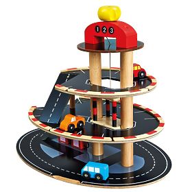 Bino Wooden Parking Garage with Elevator and 4 Cars