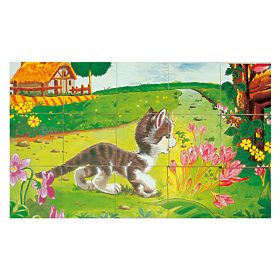 Bino Wooden Picture Blocks Farm Animals 15 Pieces, Bino