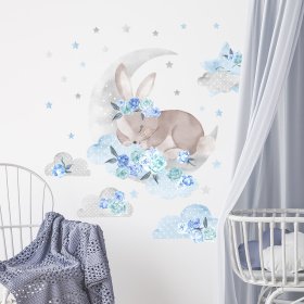 Wall sticker Sleeping Rabbit - blue