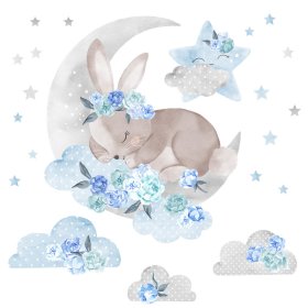 Wall sticker Sleeping Rabbit - blue