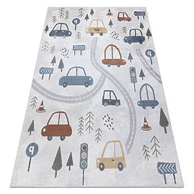 BONO 8436 Rug Cars, Streets Cream / Light Gray - 160x220 cm
