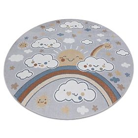 BONO 8437 Carpet Circle Clouds, Sky, Light Gray / Cream