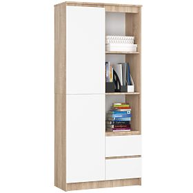 BOOKCASE R11 R80 1D 2SZ CLP OAK SONOMA / WHITE
