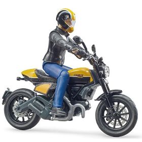 Bruder 63053 BWORLD Motorcycle Scrambler Ducati Cafe Racer with Rider