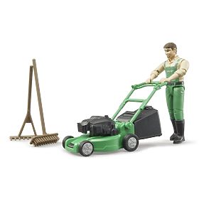 Bruder BWORLD Gardener with Lawn Mower and Accessories