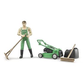 Bruder BWORLD Gardener with Lawn Mower and Accessories