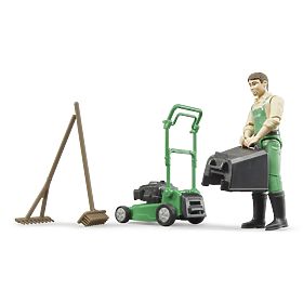 Bruder BWORLD Gardener with Lawn Mower and Accessories