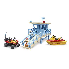 Bruder Coast Guard Tower with Quad Bike, Jet Ski, and Lifeguard, Bruder