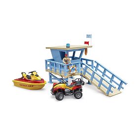 Bruder Coast Guard Tower with Quad Bike, Jet Ski, and Lifeguard