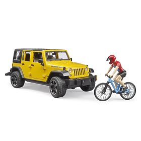 Bruder Jeep Wrangler Rubicon with Cyclist and Bicycle