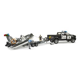 Bruder RAM Police Car with Boat and Two Figures