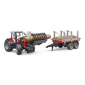 Bruder Tractor Massey Ferguson 7480 with Front Loader and Log Transporter