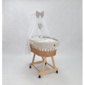 Wicker bed with equipment for a baby - Cotton flowers, Ourbaby