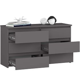 CHEST OF DRAWERS CL100 6DR PK GRAY