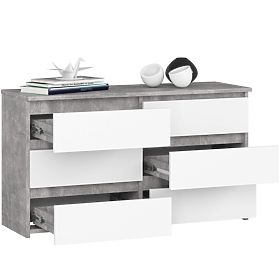 CHEST OF DRAWERS CL100 6DRW CONCRETE / WHITE