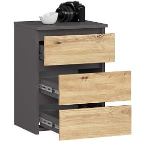 CHEST OF DRAWERS CL3/40 PK GRAPHITE GRAY / ARTISAN OAK