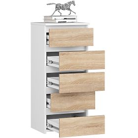 CHEST OF DRAWERS CL5 PK WHITE / OAK SONOMA