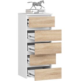 CHEST OF DRAWERS CL5 PK WHITE / OAK SONOMA