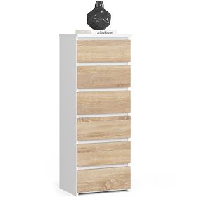 CHEST OF DRAWERS CL6 PK WHITE / OAK SONOMA