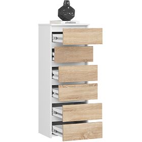CHEST OF DRAWERS CL6 PK WHITE / OAK SONOMA