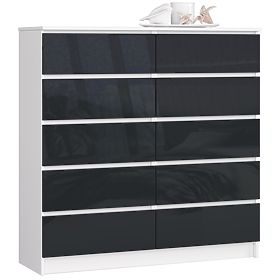 CHEST OF DRAWERS K120 10 DRAWERS CLP PK GRAPHITE GLOSS
