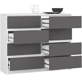 CHEST OF DRAWERS K120 8 DRAWERS WHITE / GRAY