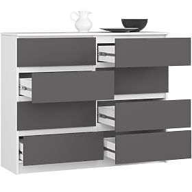 CHEST OF DRAWERS K120 8 DRAWERS WHITE / GRAY