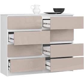 CHEST OF DRAWERS K120 8DR PK CAPPUCCINO GLOSS