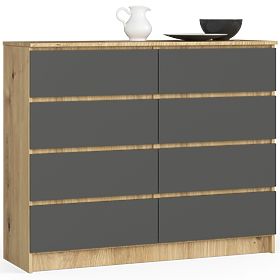 CHEST OF DRAWERS K120 8SZ CLP PK ARTISAN OAK / GRAY